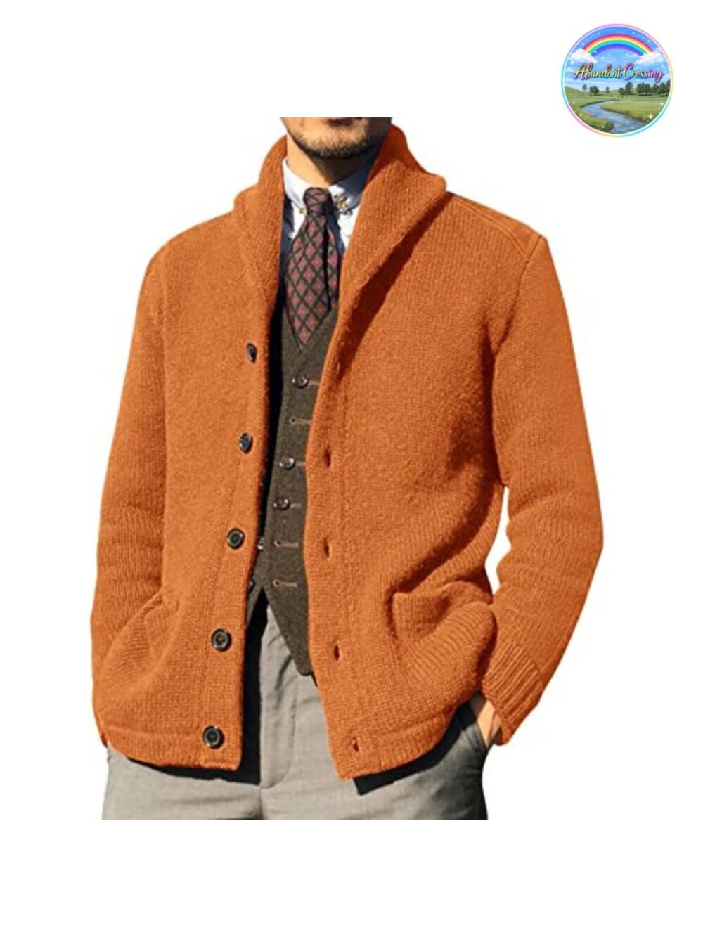 Men's Shawl Collar Cardigan Chunky Cable Knit Button Down Open Front